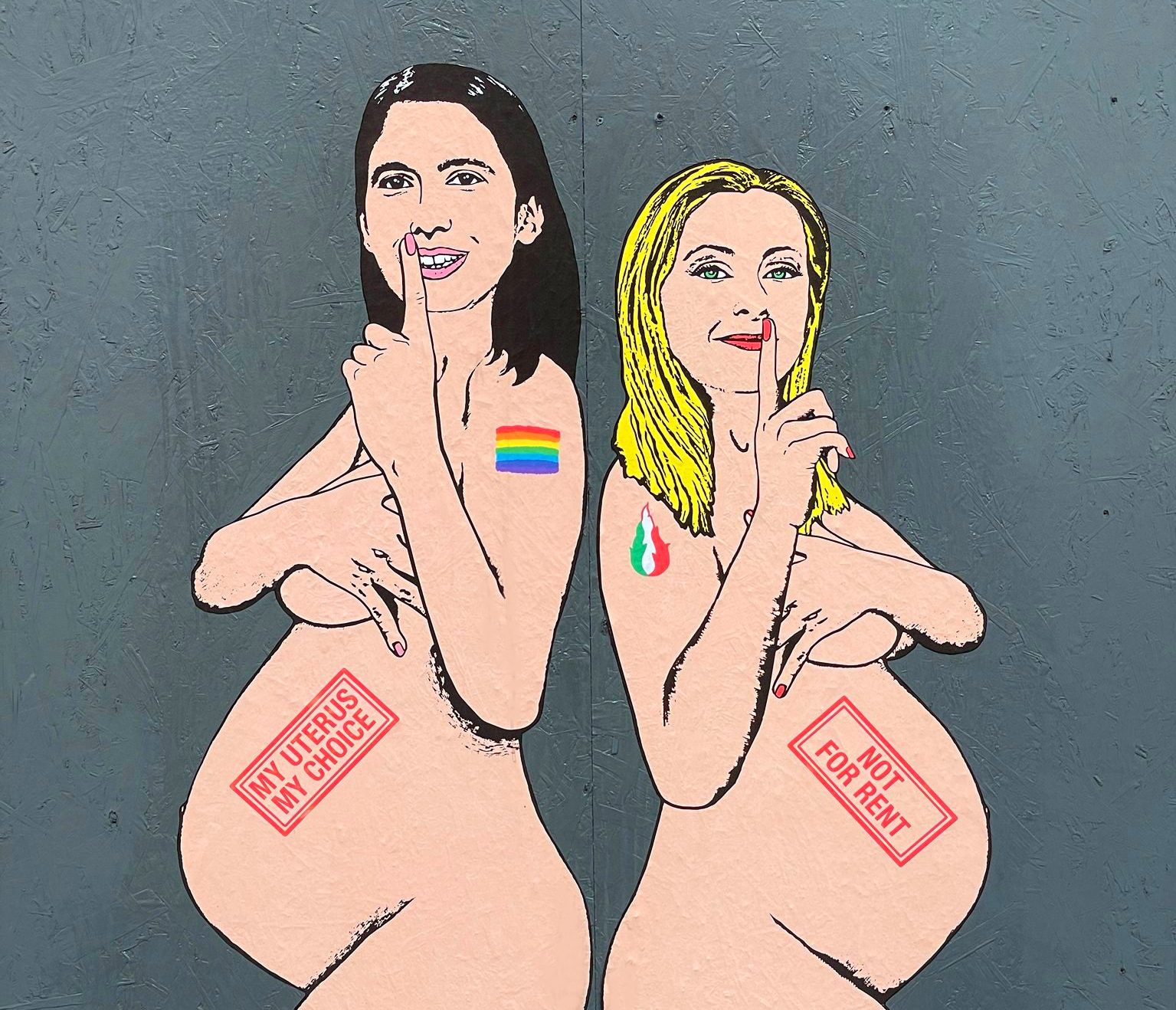 murales meloni schlein