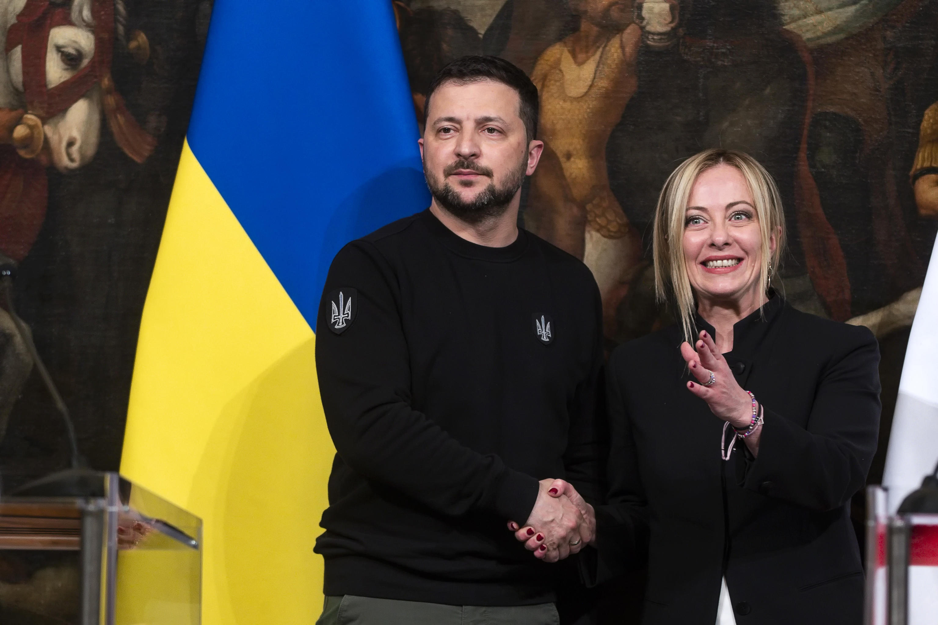 GIORGIA MELONI VOLODYMYR ZELENSKY PALAZZO CHIGI ITALIA